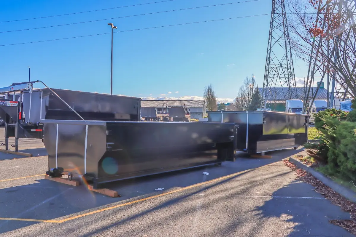 Roll-off dumpster ready for waste disposal at job site for Estate Cleanout Dumpster Rental in Larkspur